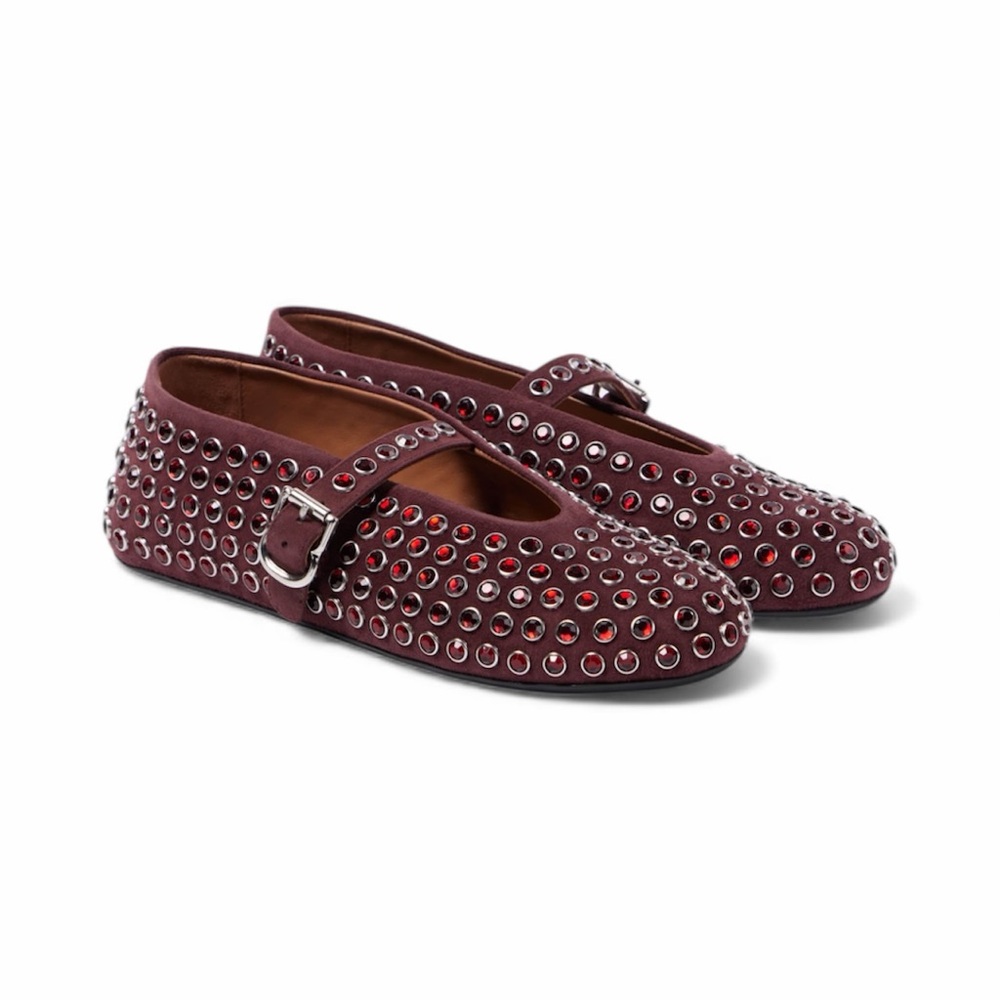 Alaia Embellished Suede Ballet
